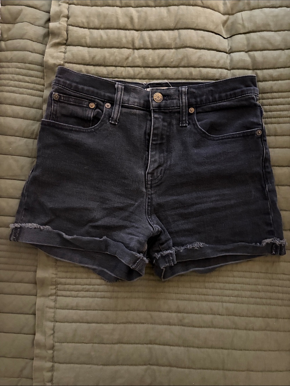Black High-Rise Denim Cutoff Shorts